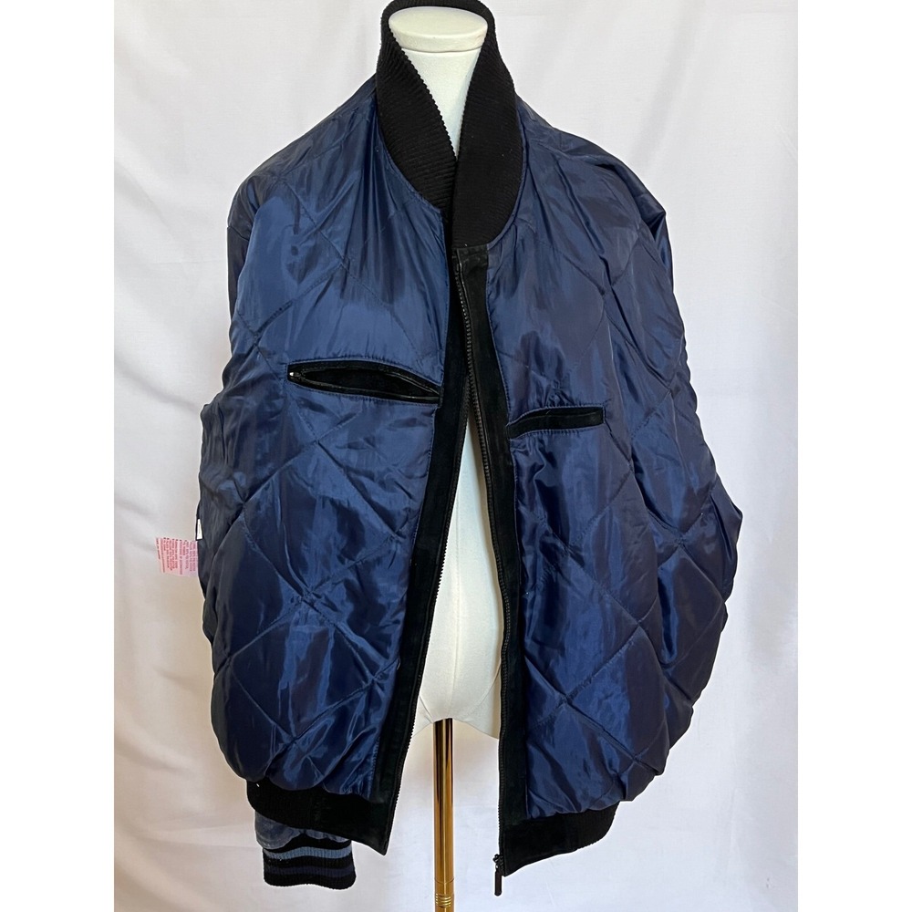 Vintage NFL Seattle Seahawks Jacket Suede Leather Bomber Full‎ Zip Mens XL - Picture 11 of 13
